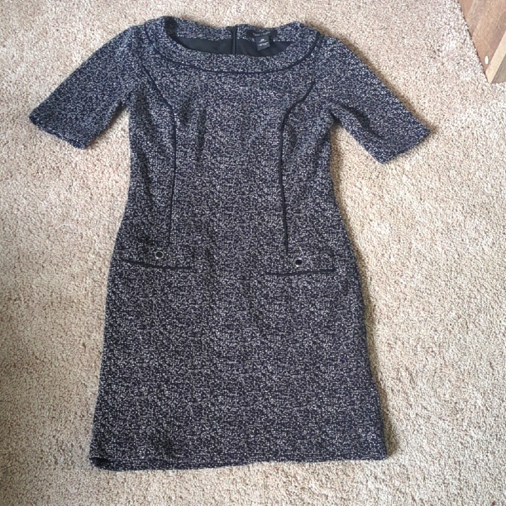 Winter Black Lined Dress With White Specks